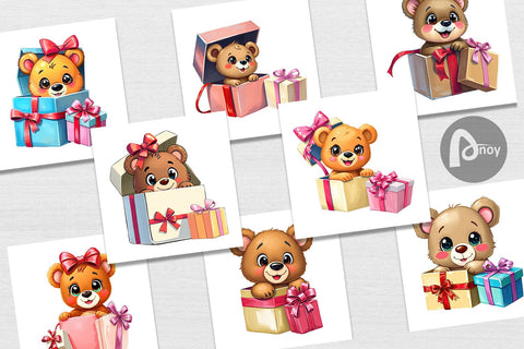 Digital Paper Bear Cub Gift Digital Pattern artnoy 