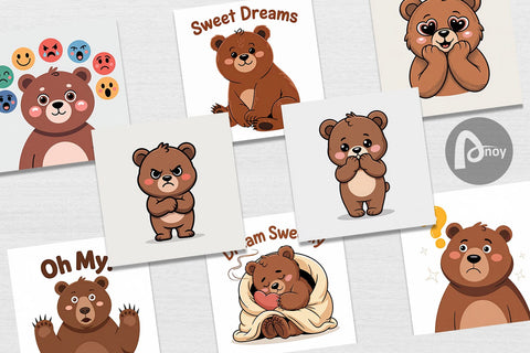 Digital Paper Bear Mood Digital Pattern artnoy 