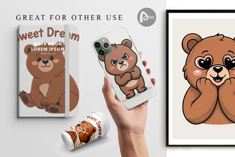 Digital Paper Bear Mood Digital Pattern artnoy 