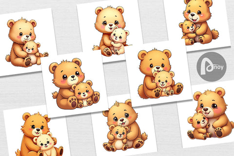 Digital Paper Bear Mother's Day Digital Pattern artnoy 