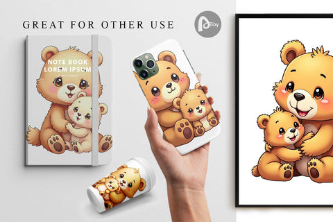 Digital Paper Bear Mother's Day Digital Pattern artnoy 