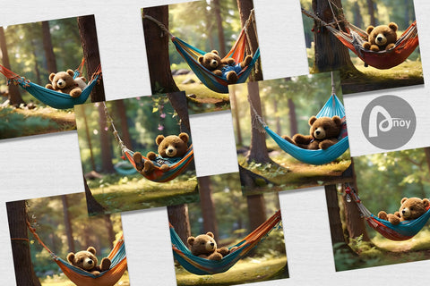 Digital Paper Bear on Summer Day Digital Pattern artnoy 