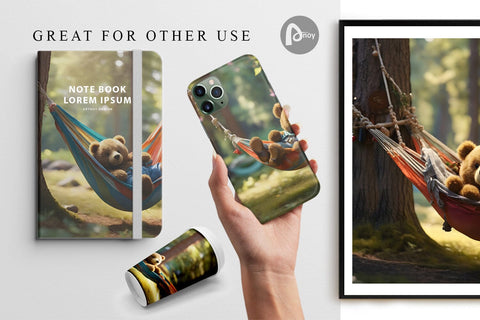 Digital Paper Bear on Summer Day Digital Pattern artnoy 