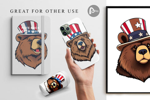 Digital Paper Bear Patriotic Digital Pattern artnoy 