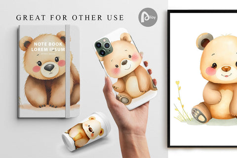 Digital Paper Bear Wildlife Digital Pattern artnoy 