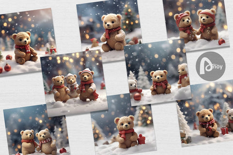 Digital Paper Bears Christmas Digital Pattern artnoy 