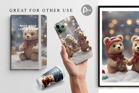 Digital Paper Bears Christmas Digital Pattern artnoy 