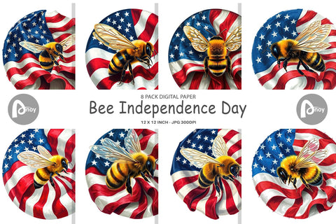 Digital Paper Bee 4th of July Digital Pattern artnoy 