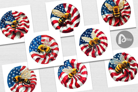 Digital Paper Bee 4th of July Digital Pattern artnoy 