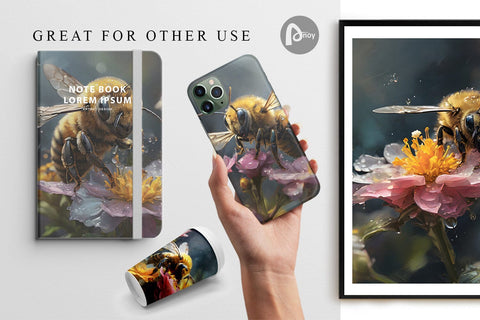 Digital Paper Bee and Flower Digital Pattern artnoy 