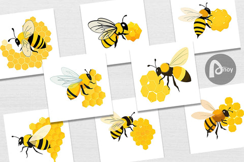 Digital Paper Bee and Honeycomb Digital Pattern artnoy 