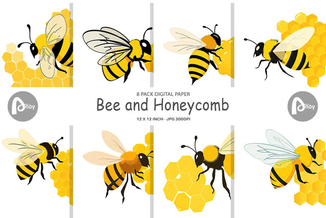 Digital Paper Bee and Honeycomb Digital Pattern artnoy 