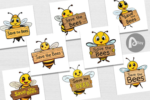 Digital Paper Bee Holding Sign Digital Pattern artnoy 