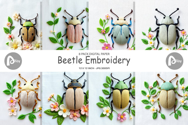 Digital Paper Beetle Embroidery Digital Pattern artnoy 