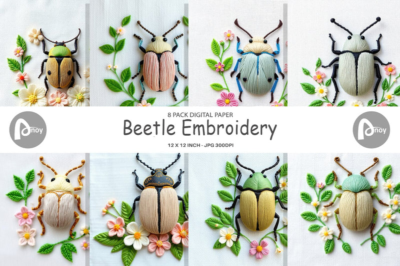 Digital Paper Beetle Embroidery Digital Pattern artnoy 