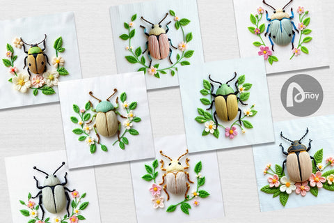 Digital Paper Beetle Embroidery Digital Pattern artnoy 