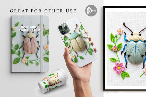 Digital Paper Beetle Embroidery Digital Pattern artnoy 
