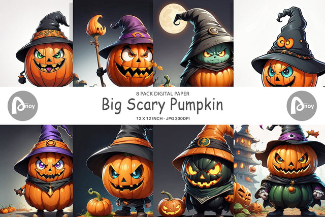 Digital Paper Big Scary Pumpkin Digital Pattern artnoy 