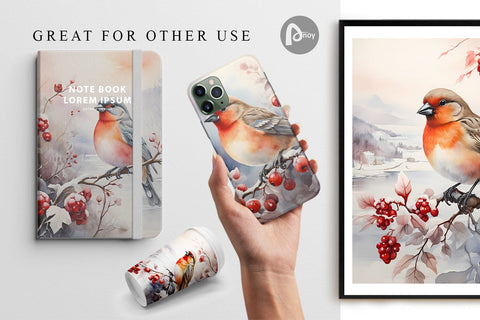 Digital Paper Bird Winter Sublimation artnoy 