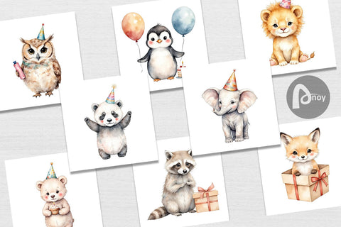 Digital Paper Birthday Baby Beasts Digital Pattern artnoy 