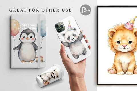 Digital Paper Birthday Baby Beasts Digital Pattern artnoy 