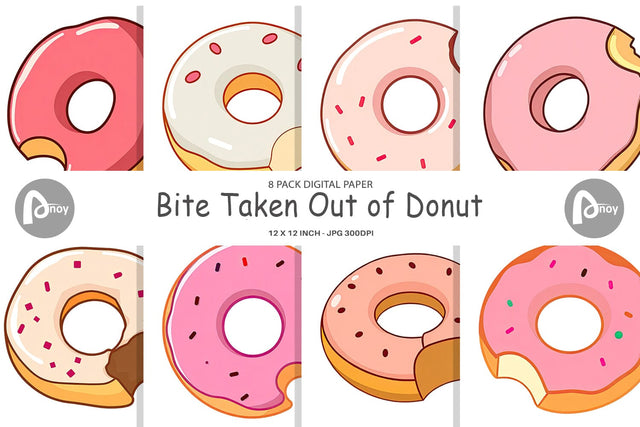 Digital Paper Bitten Donut Digital Pattern artnoy 