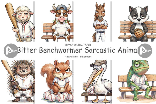 Digital Paper Bitter Benchwarmer Sarcastic Animal Digital Pattern artnoy 