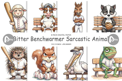 Digital Paper Bitter Benchwarmer Sarcastic Animal Digital Pattern artnoy 