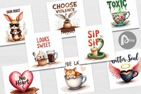 Digital Paper Bitter Coffee Goth Sarcastic Quotes Digital Pattern artnoy 