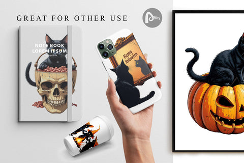 Digital Paper Black Cat Digital Pattern artnoy 