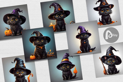 Digital Paper Black Cat Halloween Digital Pattern artnoy 