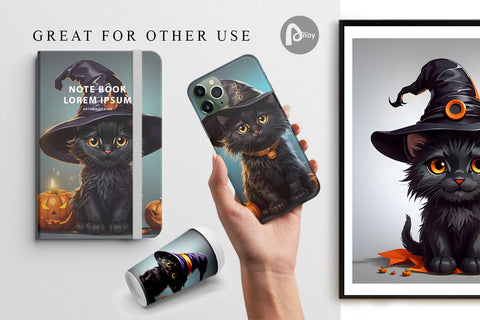 Digital Paper Black Cat Halloween Digital Pattern artnoy 