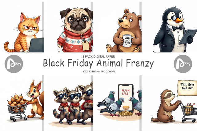 Digital Paper Black Friday Frenzy Digital Pattern artnoy 