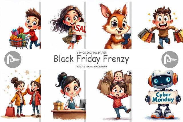 Digital Paper Black Friday Frenzy Digital Pattern artnoy 