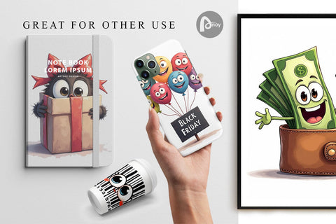 Digital Paper Black Friday Icons Digital Pattern artnoy 