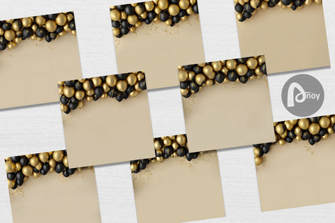 Digital Paper Black Gold Balloon Digital Pattern artnoy 