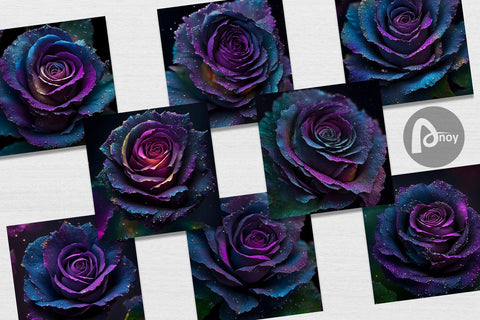 Digital Paper Black Rose flower Digital Pattern artnoy 