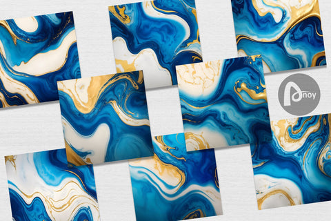 Digital Paper Blue and Gold Marble Digital Pattern artnoy 