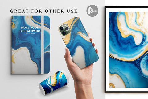 Digital Paper Blue and Gold Marble Digital Pattern artnoy 