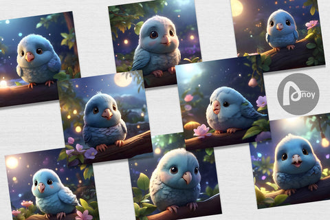 Digital Paper Blue Bird Cute Digital Pattern artnoy 