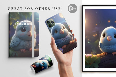 Digital Paper Blue Bird Cute Digital Pattern artnoy 