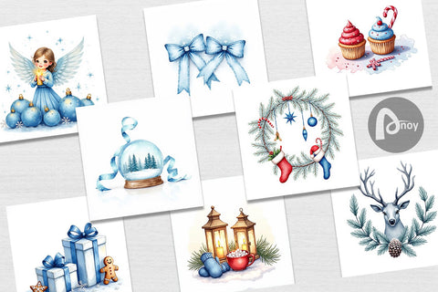 Digital Paper Blue Christmas Digital Pattern artnoy 