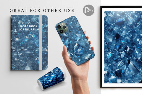 Digital Paper Blue Crystal Digital Pattern artnoy 