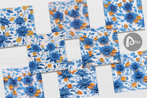 Digital Paper Blue Flower Patterns Digital Pattern artnoy 