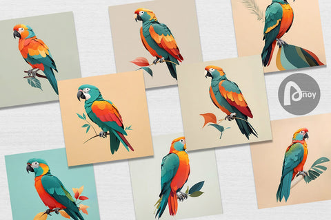 Digital Paper Boho Bird Parrot Sublimation artnoy 