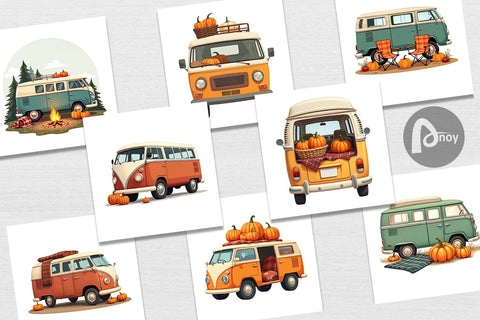 Digital Paper Boho Fall Camper Digital Pattern artnoy 