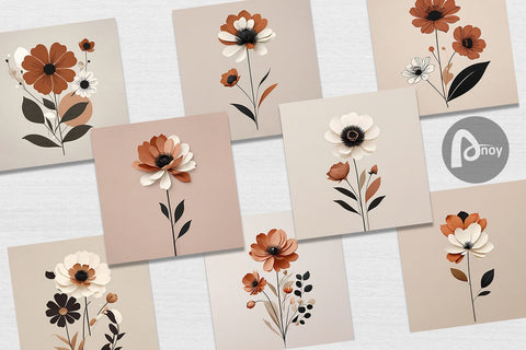 Digital Paper Boho Flower Digital Pattern artnoy 