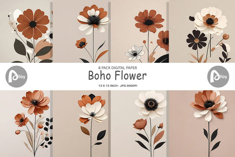 Digital Paper Boho Flower Digital Pattern artnoy 