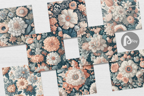 Digital Paper Boho Flowers Bohemian Digital Pattern artnoy 