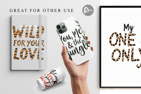 Digital Paper Boho Jungle Love Tropical Valentine Quotes Digital Pattern artnoy 